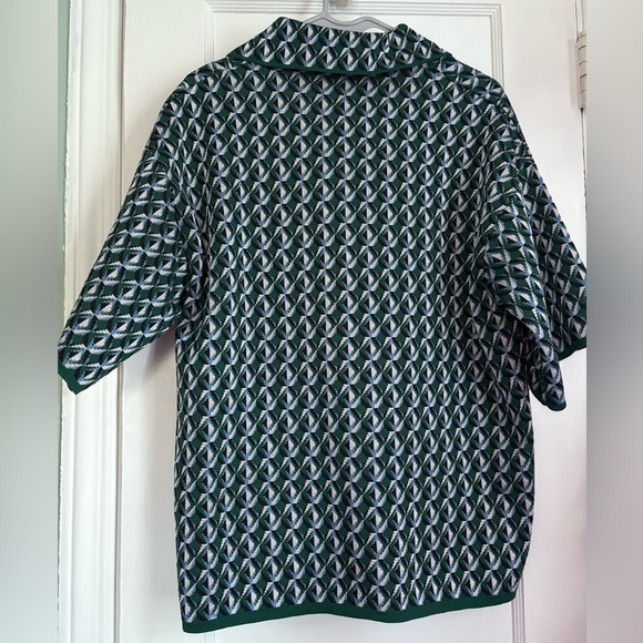 Zara Geometric Print Women’s Short Sleeves V-Neck, notched collar Top Sz: Medium - Picture 5 of 11